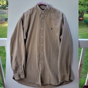 Ralph Lauren Polo Blake Shirt Mens L Brown Button Long Sleeve Pony Immaculate